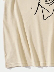 ROMWE MEN Anime 男士卡通圖形t恤 - 杏色 - 查看 3