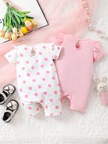 2 Miếng Em bé Cô gái Phim hoạt hình con voi In vết tròn Polka Ngắn Romper Cho mùa hè - Nhiều màu - Xem 2