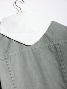 Manfinity Homme Men's Distressed Long Sleeve Denim Jacket - Green - View 5