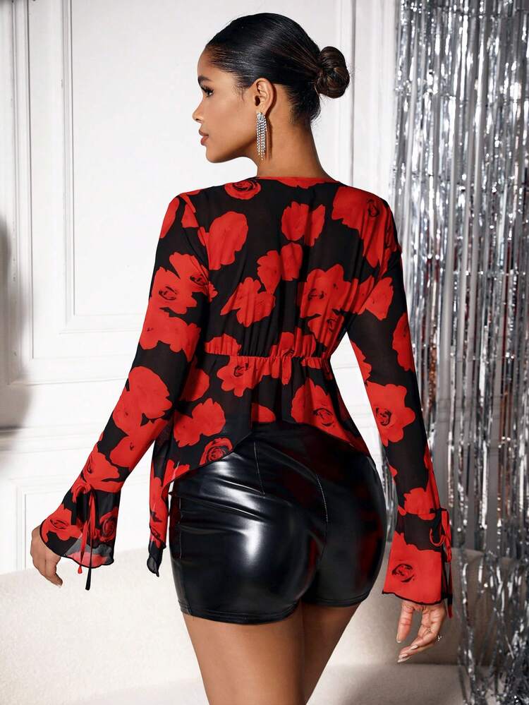 Floral Printing 3d Flower Decor Shirt