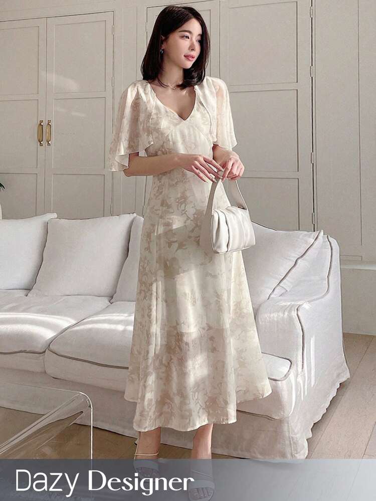 Women's Printed V-Neck Dress SunDress