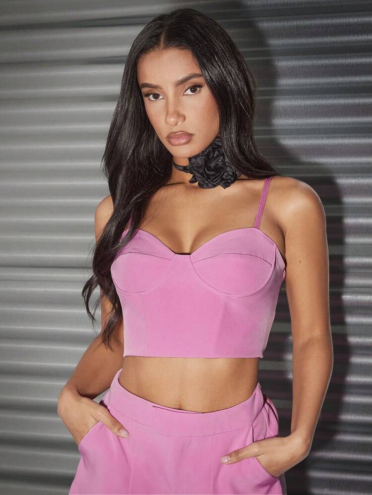 Charming Gorgeous Women's Pink Corset Bra Date Vacation Tank Top
