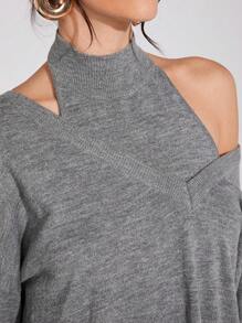 Hauture Conjunto de top halter y suéter tejido para mujer