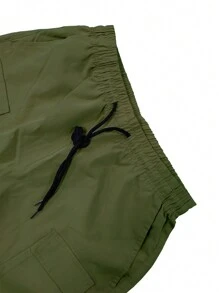 Men's Solid Color Casual Pants With Pockets, Daily Match - Army Green - View 6