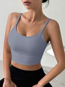 DAZY Solid Color Sports Top / Sports Bra - Grey - View 2