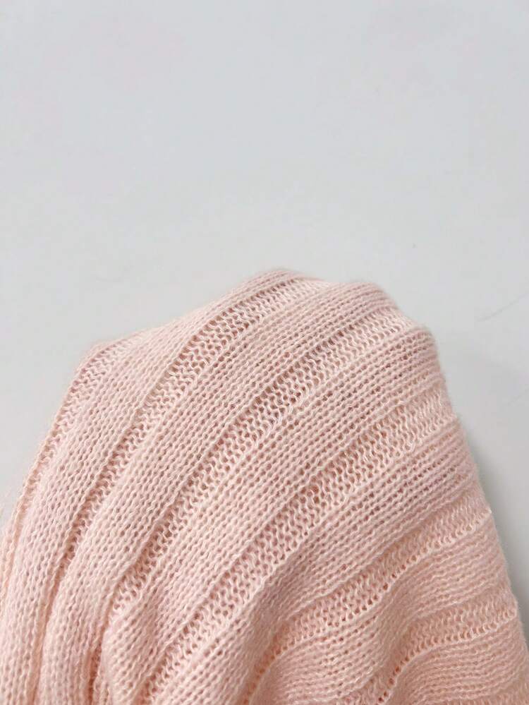 Ladies' Off Shoulder Bow Decor Asymmetrical Hem Knit Pullover Fall Winter Sweater
