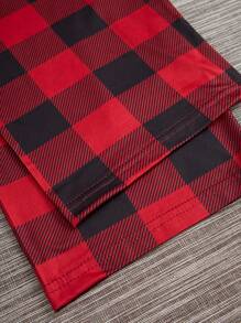 SHEIN Plus Size Patchwork Pocket Top, Plaid Shorts & Pants, Pajama 3pcs Set, Outfits,Christmas - Black - View 6