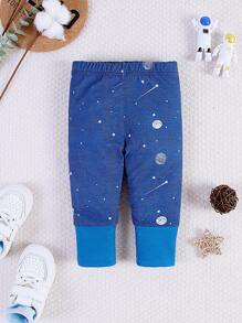 Baby Boy Casual Starry Sky Pattern Leggings Pants, Spring/Summer - Multicolor - View 1