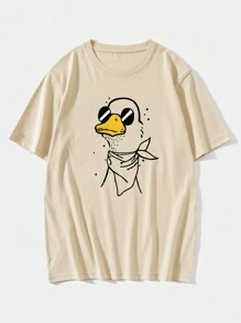 ROMWE MEN Anime 男士卡通圖形t恤 - 杏色 - 查看 1
