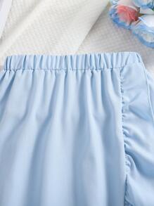 SHEIN Tween Girls' Ruffle Edge Chiffon Skirt,Holiday,Summer,Travel