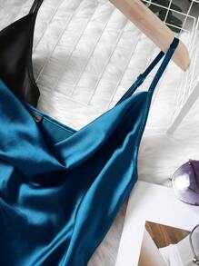 SHEIN Clasi 女款純色垂褶吊帶吊帶上衣 - 薄荷藍 - 查看 4