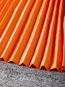 Vestido Con Cinturón Para Niña Tween Y Dobladillo Con Detalle De Volantes - Naranja Quemada - Ver 5