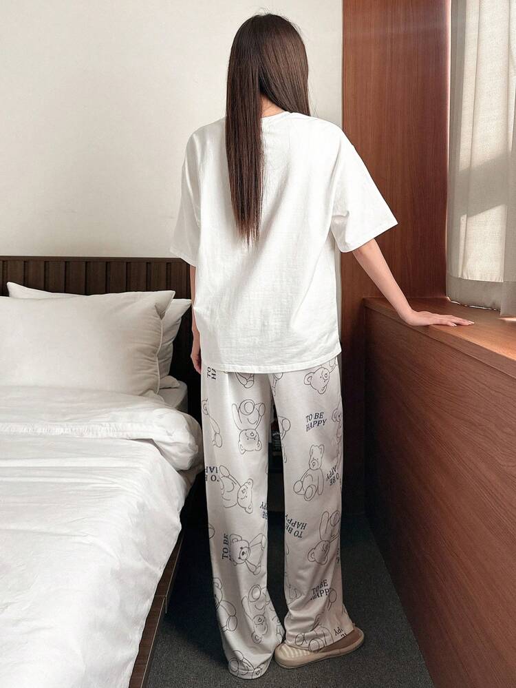Cute Bear Pattern Pajama Set