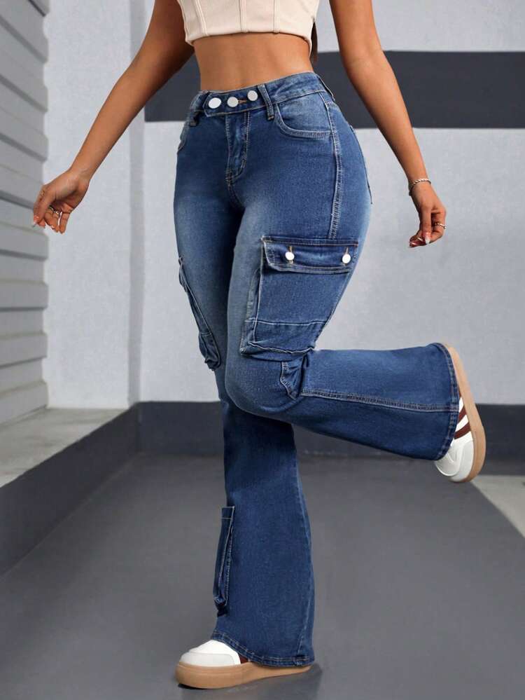 Women's Washed Flare Jeans