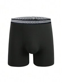 3pcs Nam Khối màu Dây thắt lưng Boxer Quần lót tam giác - màu đen - Xem 3