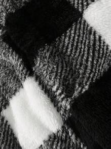 Extended Sizes Men's Plus Size Plaid Lapel Fleece Jacket - Multicolor - View 7