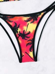 SHEIN Swim Summer Beach Women's Tropical Print Hollow Out Bikini Swimwear Set - Multicolor - View 6