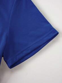 SHEIN Plus Size Slogan Pattern Short Sleeve Summer T-Shirt, MY GOD IS AN AWESOME GOD - Royal Blue - View 3