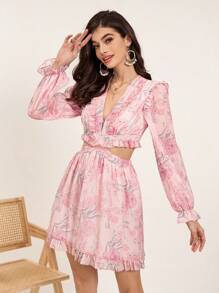 Aveloria Women's Floral Printed Hollow Out Dress