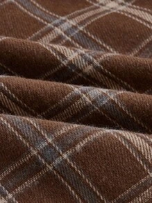 ROMWE J-Fashion 女式不对称下摆格子裙 - 棕色 - 查看 3