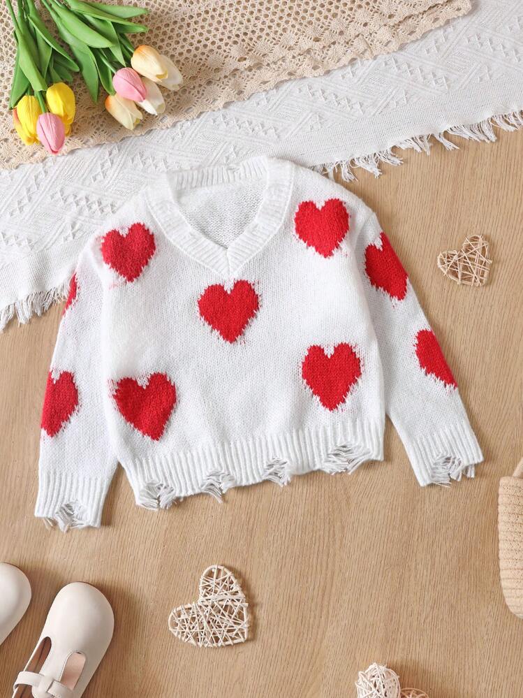 Heart distressed sweater best sale