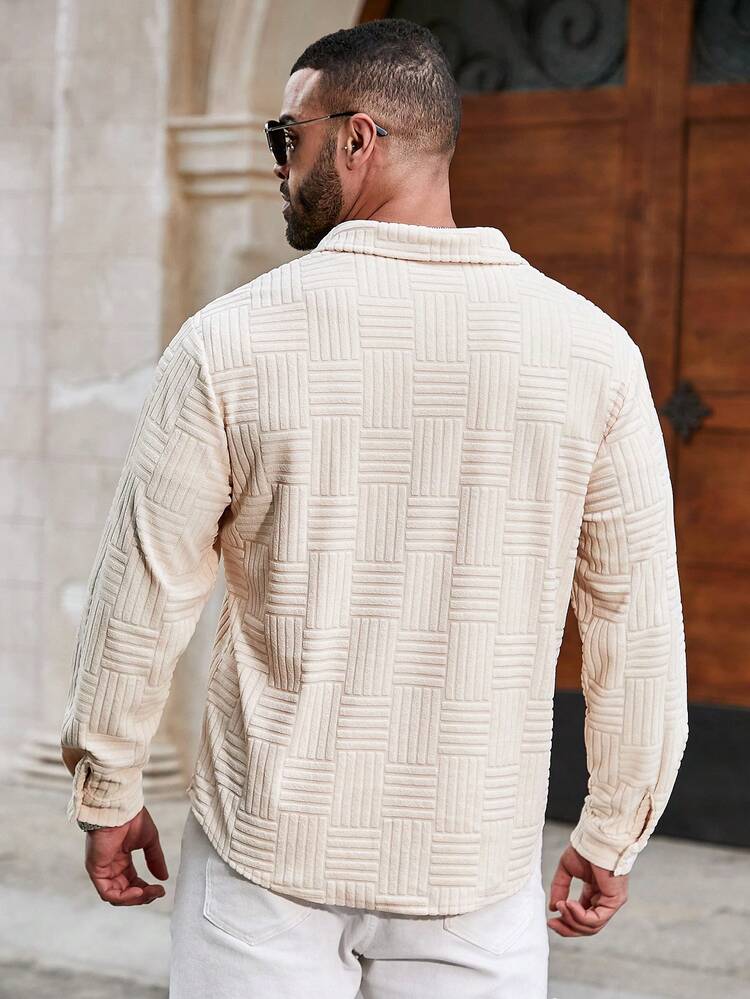 Men's Plus Size Textured Long Sleeve Shirt