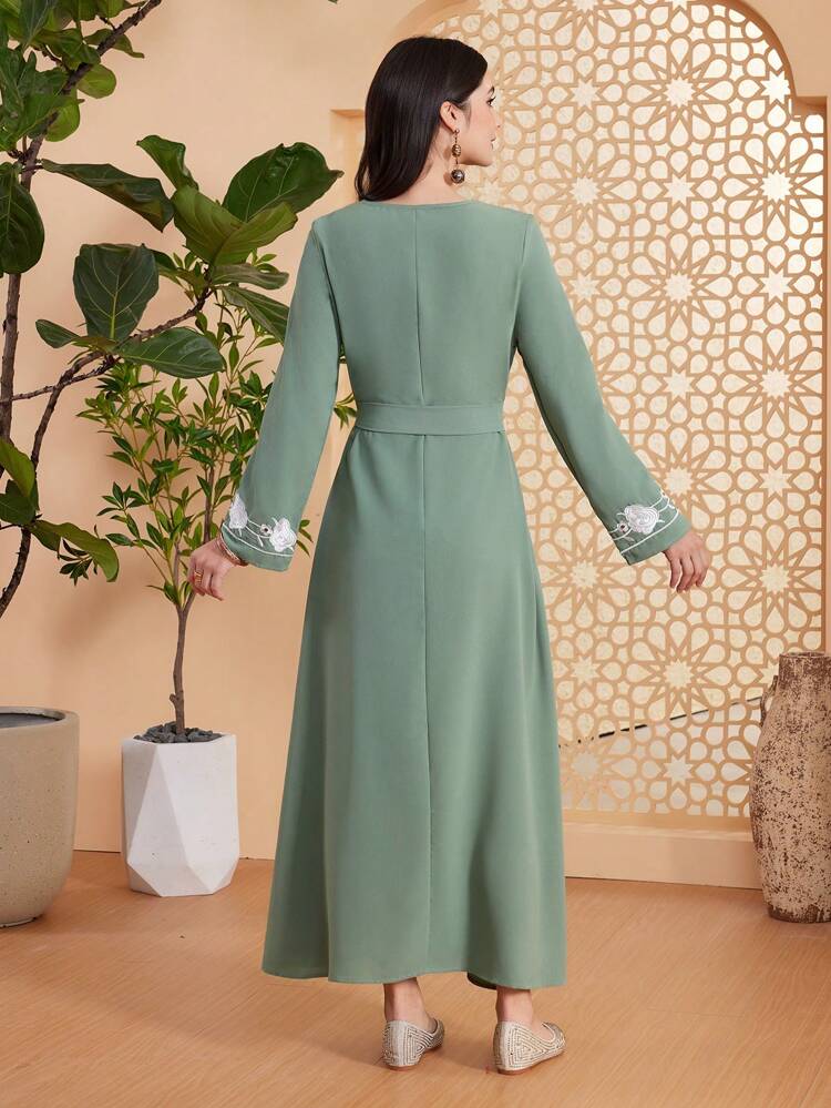Ramadan Ladies' Floral Embroidered Casual Dress