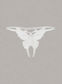 3件套情人节蝴蝶珍珠无裆丁字裤 - 彩色 - 查看 4