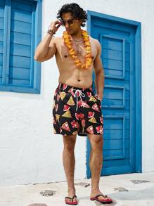 Surfspeed Men's Pizza Printed Beach Shorts - Multicolor - View 4