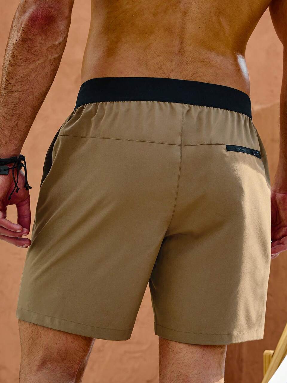 Men's Solid Color Drawstring Waist Beach Shorts