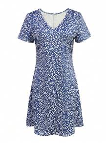 Fashionable Lightweight Ditsy Floral Casual Dress, Elegant & Versatile, Suitable For Outdoor, Home, Travel, Office, Spring/Summer