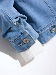 Manfinity Homme Veste En Jean Déchirée À Manches Longues Pour Homme - Bleu azur - Voir 8