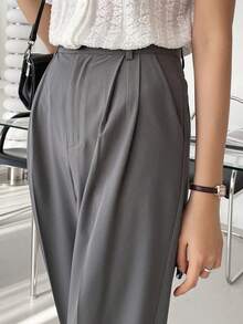 DAZY Solid Color Loose Wide Leg Women's Suit Pants - Dark Grey - View 3