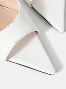 SheIn Belle Fashionable French Style Pointed Toe Peep Toe Stiletto High Heel Hollow Out Sandals - White - View 5