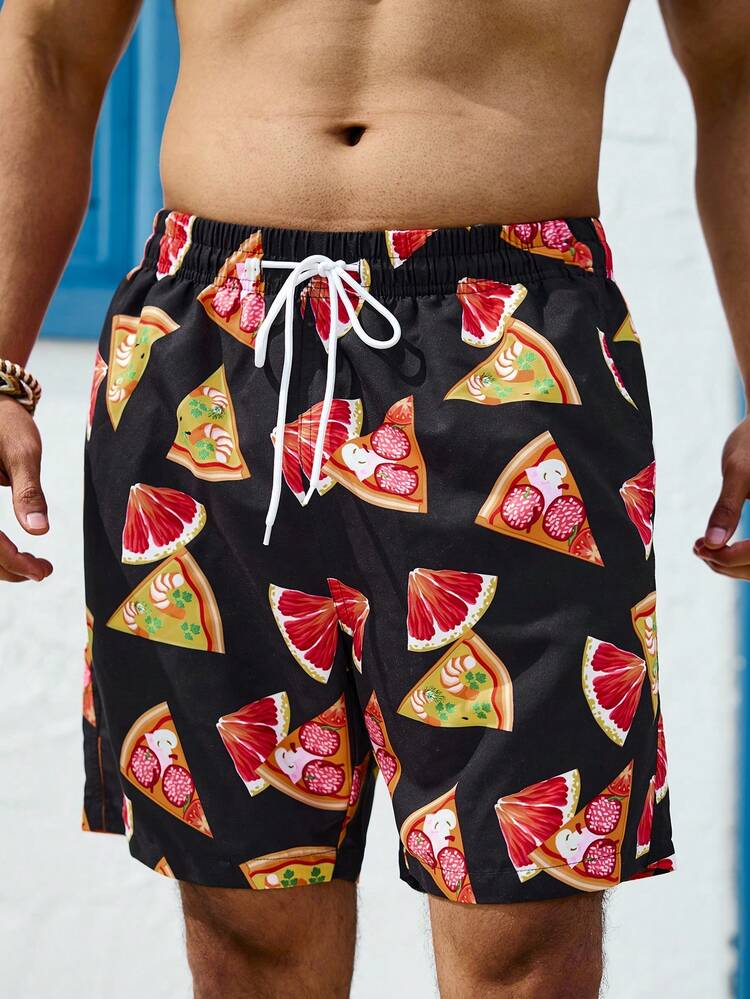 Men's Pizza Printed Beach Shorts