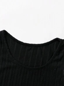 SHEIN Tween Girls' Ribbed Tank Top And Shorts Set