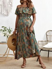 SHEIN Maternity Active Vacation Dress - Multicolor - View 4