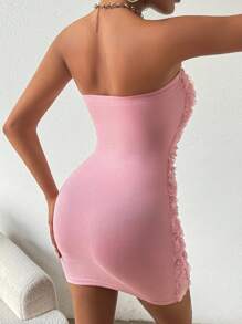 SHEIN Unity MOOSTA 3D Floral Bustier Mini Dress, For Party & Valentine's Day - Pink - View 2