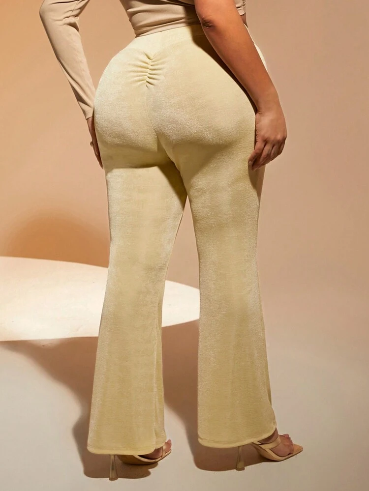 Plus Size Women's Asymmetrical High Waist Flared Pants