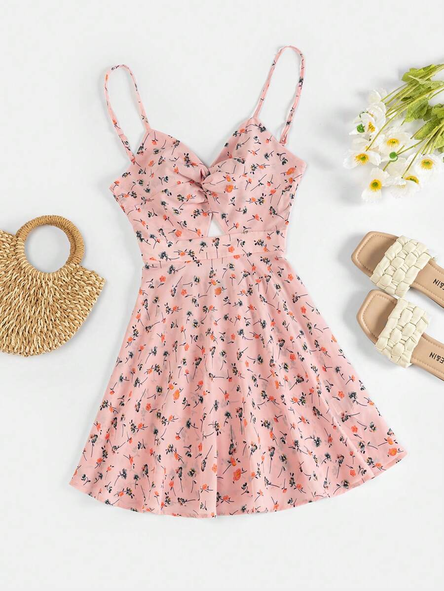 SHEIN VCAY Vrouwen Bloemenprint Spaghetti bandjes Jurken