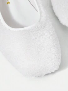 SheIn MOD Chaussures Plates Blanches Et Fourrées Pour Femmes