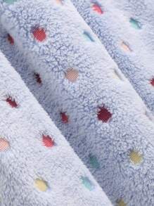 DAZY Women's Colorful Polka Dot Coral Fleece Puff Sleeve Sleep Dress Fall,Winter Pajama - Blue - View 5