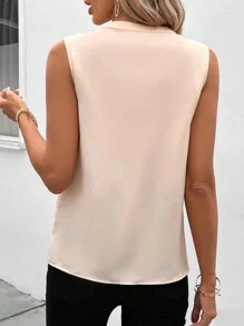 SHEIN Clasi Của phụ nữ Không tay Áo sơ mi Với Lung linh Đồ trang trí tấm lóng lánh - Màu be - Xem 3