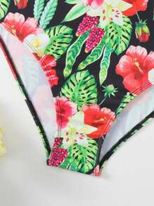 SHEIN Swim Summer Plant Print Push Up Bikini Set For Women Carnival