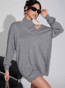 Hauture Conjunto de top halter y suéter tejido para mujer