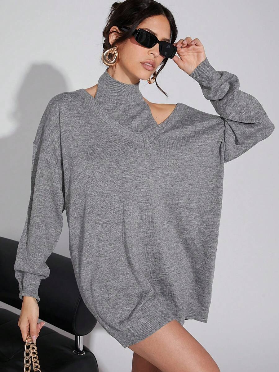 Hauture Conjunto de top halter y suéter tejido para mujer