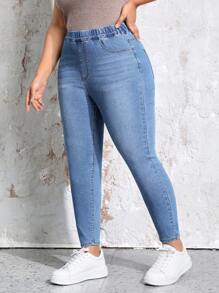 EMERY ROSE Women's Plus Size Slim Fit Denim Jeans - Light Wash - View 4