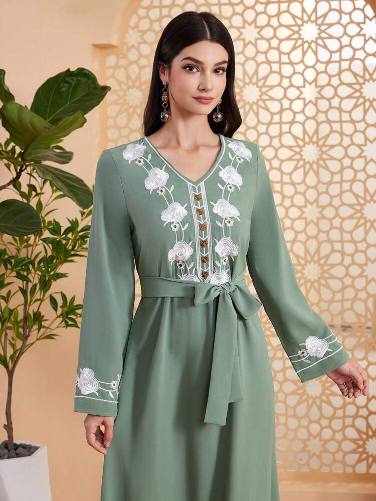 Ramadan Ladies' Floral Embroidered Casual Dress