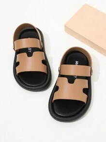 时尚儿童软底凉鞋男女通用沙滩两用凉鞋宝宝平底凉鞋 - 棕色 - 查看 6