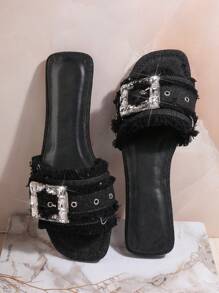 SHUZIA Women's Flat Sandals Valentine Gifts Summer Shoes Valentines Spring Shoes - Black - View 3